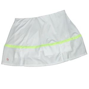 Cross Court Tennis Skort White with Lime Green Stripe Sz M